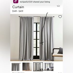 Pottery Barn Belgian Flax Linen blackout curtain sz 50x96 NWOT Flagstone